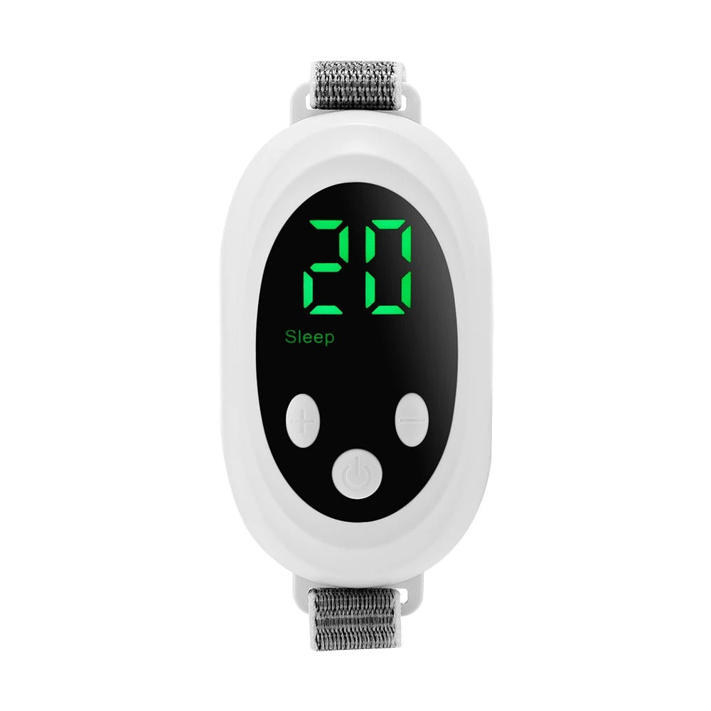 Digital device with a screen displaying '20' and 'Sleep', on a white background